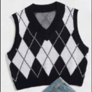 Black and white sweater vest